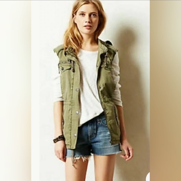 Anthropologie Jackets & Blazers - Anthropologie Army Hooded Vest NWT
